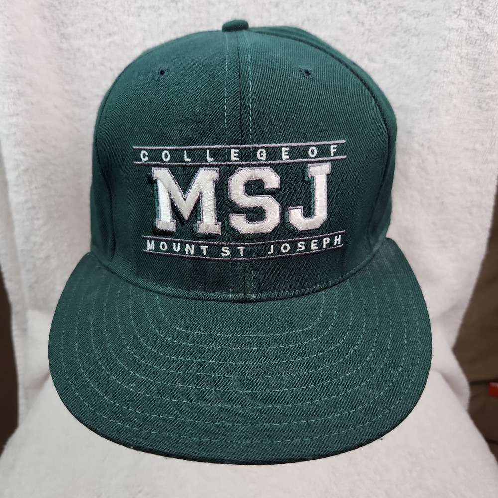 Vintage College Of Mount St Joseph Snapback Hat Green MSJ Classic Sportswear